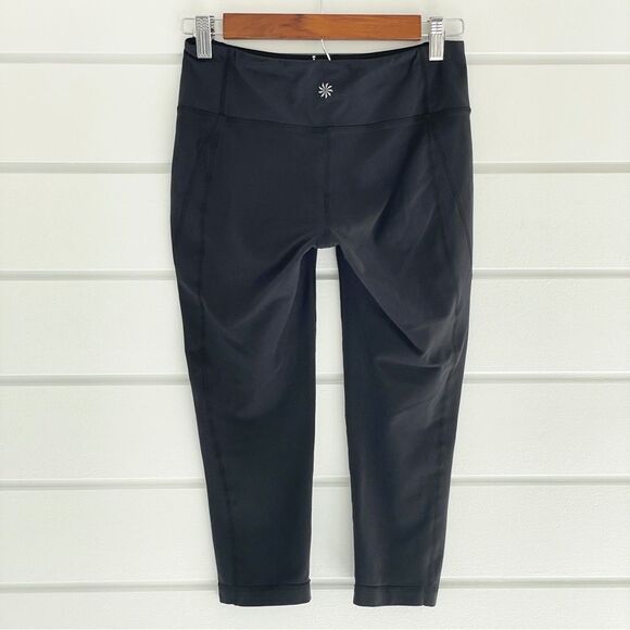 Athleta Revelation Black Crop Capri Legging Pants Run Yoga Train Size Small - Picture 3 of 10